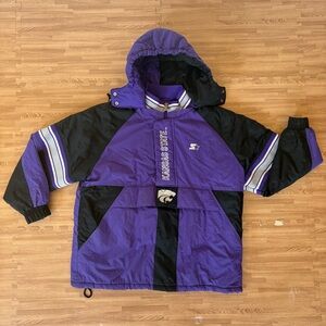 Vintage STARTER Kansas State Wildcats Jacket XL K-State Mens / RemovableZipHood